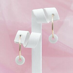 Jade Donut Small Hoop Earrings, 14K Gold Filled